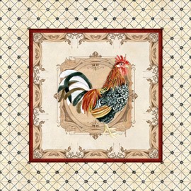 CafePress Vintage Rooster Country French Watercolor Cream Wa 10" Wall Clock for Livingroom, Kitchen, or Office