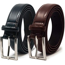 Ashford Ridge Men's 30mm Leather Trouser Belt Twin Pack - Black/Brown - Medium