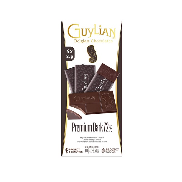 Guylian Belgian chocolate Dark 72% 3.53oz bar (pack of 6)