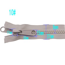 Leekayer 2PCS #10 60 Inch Heavy Duty Zippers for Sewing Separating Large Plastic Zippers Gray Tape with Double Pull Tab Slider, Sleeping Bag, Boat, Canvas, Cover, Trampoline, Dog Bed,Tent (60" 2pcs)