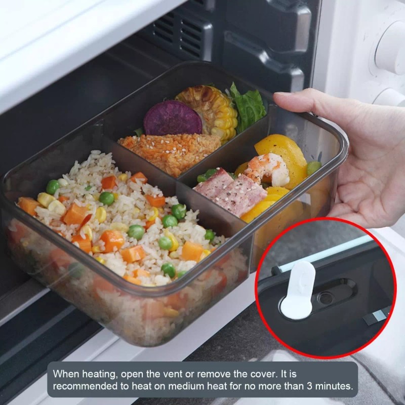 Yinlikede Fiambrera De Plástico Con Cubiertos 3 Compartimentos 1500ml