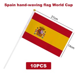 Spain Flag, Spanish Mini Flag, 10 Small Hand Waving Flags, Spanish National Flags, Spain Small Table Flags, Spanish Flags on Sticks for World Cup, Football 2022