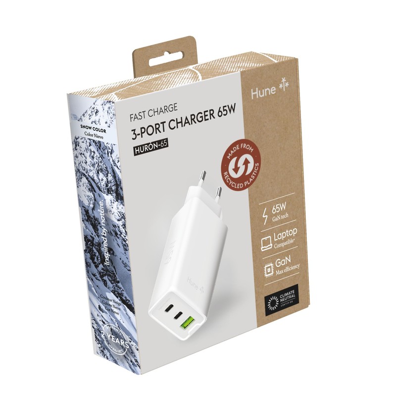 HUNE Huron T65W Dreifach-Ladegerät (2 x USB-C + 1 x