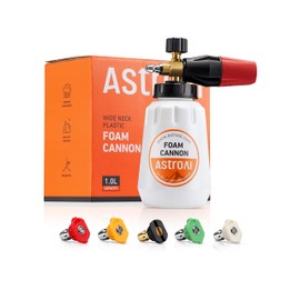 AstroAI Foam Cannon, Heavy Duty Car Foam Blaster Wide Neck Adjustable Snow Foam Lance and Thick Foam for Pressure Washer with 1/4" Quick Connector,1L Bottle & 5 Nozzles