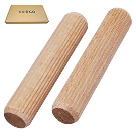 SKIR'CO (Pack of 100) Wooden Dowels 10x70mm Grooved Wood Dowels Fluted Pins for Furniture Grooved Dowels