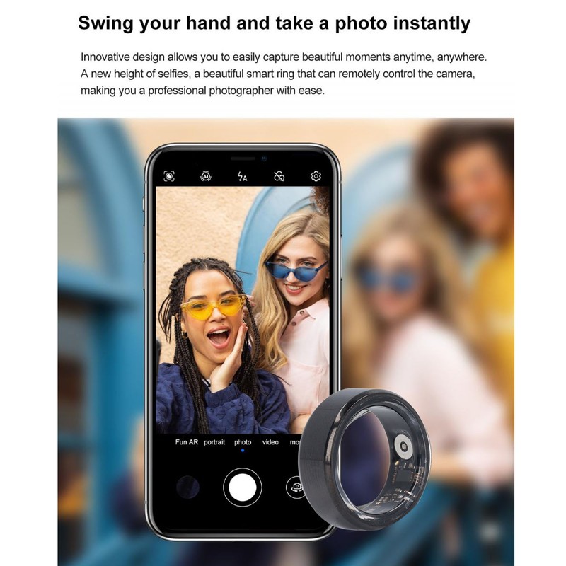 Smart Health Ring IP68 Waterproof Bluetooth Connection Rechargeable Pedometer Health