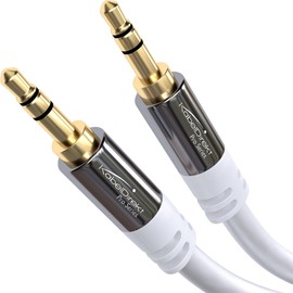 KabelDirekt – Aux Cable & 3.5mm Jack Cable – 1.5m – Break-proof Metal Connectors – Available in 0.3-10m (Audio Cable/Headphone Cable, 3.5mm Jack for Mobile, PC/Laptop, Car and HiFi, White)