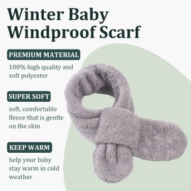 Pesaat Winter Kids Fleece Scarf Solid Baby Boys Girls Scarves Wrap Cross Collar Children Neck Warmer for Toddler 1-6Y (Light gray)