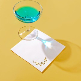JoyfulArtink Airlaid Cocktail Napkins Linen Look Champagne Gold Pack of 50