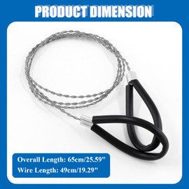 Waziaqoc Survival Wire Saw, Heavy Duty Emergency Steel Wire Saw Pocket Size Outdoor Tool for Cutting Wood Rubber Plastic,Black
