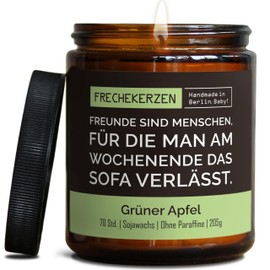 Lustige Duftkerze mit Spruch für Beste FreundIn | Handgemacht aus Sojawachs | In Geschenkbox | Nachhaltiges Geschenk Freundschaft Freundin Freund Partner Schwester BFF |Apfel