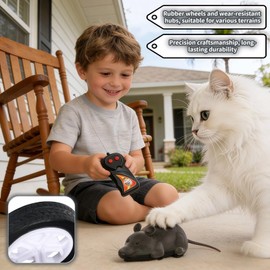 Remote Control Mouse Cat Toy, Realistic RC Interactive Pet Toy with Wireless Controller, Forward and Backward Movement, Gray Plush Electronic Mouse for Cats and Dogs, Funny Pet Teaser for Indoor Cats