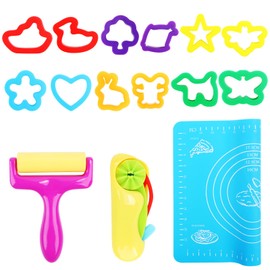 SUPRROW 15 Pieces Kneading Accessories Children's Set, Kneading Tool, Kneading Toy Modelling Clay Accessories with Kneading Mat, Kneading Accessories Tools, Moulds Kneading Accessories Children