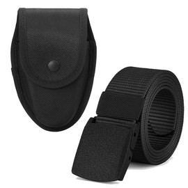 IronSeals Heavy Duty Nylon Tactical Handcuffs Pouch Holder Handcuff Sheath-Holster-Holder (Handcuffs Holder + Nylon Belt)