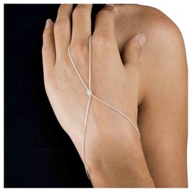 Yheakne Vintage Crystal Finger Bracelet Silver Slave Bracelet Minimalist Ring Wrist Bracelet Summer Hand Chain Bracelet Jewelry for Women and Girls (Silver)