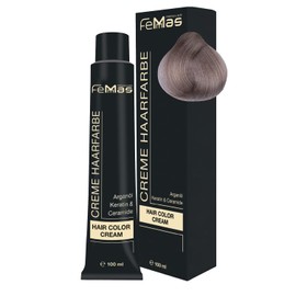 FemMas Hair Colour, Professional Cream Hair Colour with Argan Oil, Keratin & Ceramides, as Permanent Hair Colouring or Tint for Radiant, Durable Colour Results, Light Blonde Ash 9.1, 100 ml