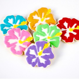 ½ Dz. Hibiscus Flower Cookies! Serene and Full of Color! Beach Themed Birthday, Destination Wedding, Party Favors