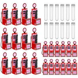 JolliLudo 12 Pack Gas Station Candy Tubes with Boxes 40 oz Fillable Candy Containers Race Car Party Favors for Dessert Table Decor & Goodie Bag Gifts, Race Car Party Favors Birthday Supplies