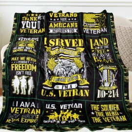 Sulpoie Veterans Gifts for Men, Veterans Throw Blanket 60"X50", Veterans Day Gifts Ideas for Men, Navy/Army/Air Force Veteran Gift for Him/Dad, Patriotic Hard Head Vietnam Veteran Blanket