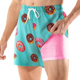 BRISIRA Mens Swim Trunks 5 Inch Compression Liner Beach Swim Shorts Bathing Suit Quick Dry 4-Way Stretch Pockets