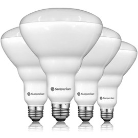 SUNPERIAN BR40 LED Light Bulbs, 13W=85W, 4000K Cool White, 1400 Lumens, Dimmable Flood Light Bulbs for Recessed Cans, Enclosed Fixture Rated, Damp Rated, UL Listed, E26 Standard Base (4 Pack)