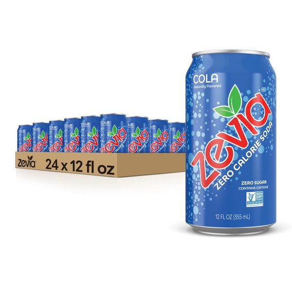 Zevia Zero Calorie Soda, Cola, 12 Ounce Cans (Pack of 24)