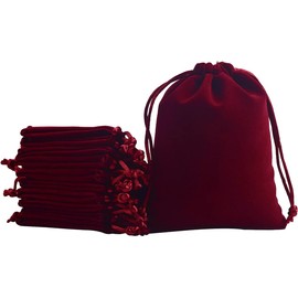 FAVORTALK 10 Pcs Velvet Drawstring Bags Rectangle Gift Pouches Jewelry Storage Bags Candy Bags Jewelry Pouches for Party Wedding Christmas Favors, 90x120 mm/ 3.5 x 4.7 in, Wine