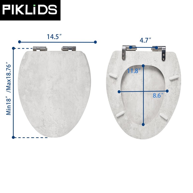 Toilet Seat, Slow Close, Premium Moulded Wood, Quick Release, Marble