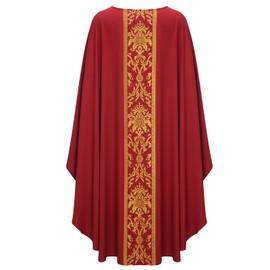 MYAYD Gothic Chasuble Church Pastor Celebrant Priest Vintage Robe Gown Cape Cassock Vestment 4 Colors (Red)
