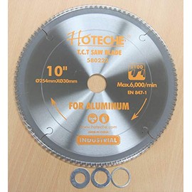 Hoteche 10" x 100T Aluminum Cutting TCT Saw Blade Arbor 5/8"/30mm/1"/20mm