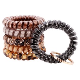 BIHRTC 6PCS Wrist Coil Key Chain Spring Flexible Spiral Wrist Bracelet Wristlet Elastic Stretchable Bracelet Wristband Key Chain Bracelets for Gym Pool Outdoor Sauna Key Ring