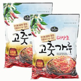 Choripdong Gochugaru Korean Red Pepper Chilli Powder Small Flake for Kimchi (Coarse) 454g 1LB (Pack of 2)