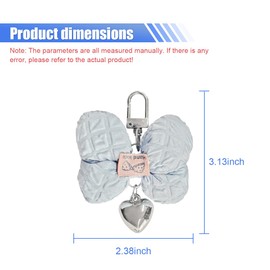 LHDOS Cute Bow Keychain for Women - Creative Bag Charm Car Keychain Key Ring - Aesthetic Bowknot Heart Keys Tag Car Key Fob Holder for Keys Organizer (Blue)