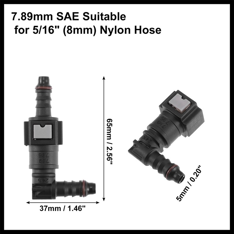 Hihaha 7.89mm to 8mm 90 Degree Car Fuel Hose Quick
