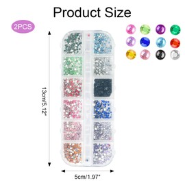 Godneei Strasssteine Selbstklebend, Glitzersteine Nägel für Nageldesign Zubehör, 4800 2 mm Stück Nagel Steine zum Kleben, 12 Farben Hotfix Strasssteine Set für Nail Charms und Basteln