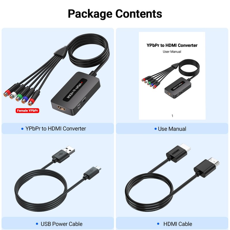 Component to HDMI Converter, 1080P YPbPr to HDMI Converter with