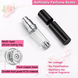 Travel Perfume Refillable Bottle Atomizer - 2-Pack 5ML Perfume Atomiser, Travel Perfume Bottle Refillable, Travel Size Perfume Refill Bottle, Leakproof Atomizer Sprayer for Perfume (Black & Black)