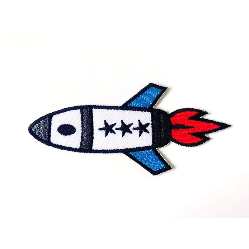 Rocket Shuttle Space Ship Cute Cartoon Logo Applique Embroidered Sew