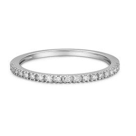 HAFEEZ CENTER 14K Gold Moissanite Rings for Women Moissanite Wedding Band 1.5mm 14K Solid Gold Eternity Wedding Band Wedding Rings for Women (White-Gold, 7.5)