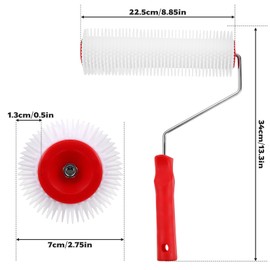 BieMian Spiked Roller Self Levelling Tools, 230mm Spiked Roller with 15mm Teeth, Flooring Aeration Roller Brush Screeding Compound Tools(9 Inch, Teeth 3/5 Inch)