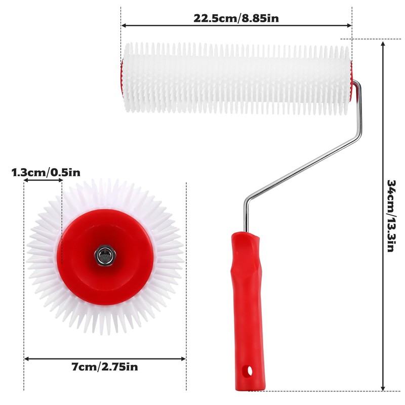 BieMian Spiked Roller Self Levelling Tools, 230mm Spiked Roller with