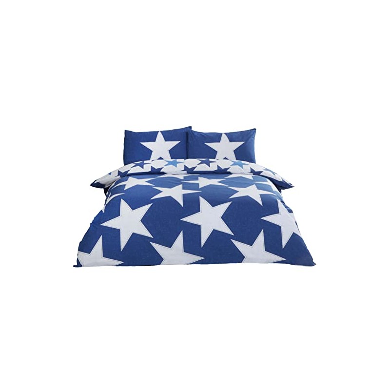 Rapport Stars Reversible Duvet Cover Bed Set, Polycotton Navy,2 pieces,