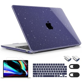 Mektron Glitter Case for 2025 M4 MacBook Air 13.6 Inch A3240, Plastic Hard Shell Cases for 2022/2024 MacBook Air 13.6" A2681/A3113 Apple M2/M3 with Liquid Retina Display Fits Touch ID, Starry Blue