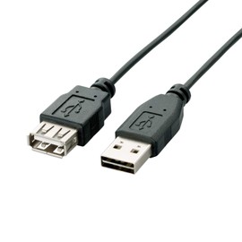エレコム USBケーブル 延長 USB2.0 (USB A オス to USB A メス) リバーシブルコネクタ 2m ブラック U2C-DE20BK
