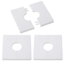 Pndeyo Escutcheon Plate Wall Split Flange 3pcs, 28mm/1.1inch Pipe Cover White ABS Plumbing Wall Cover Plates, Self-Adhesive Wall-mounted Kitchen Water Pipe Cover Toilet Flange Cover