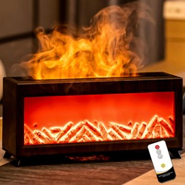 Fireplace Diffuser,Essential Oil Diffuser for Home,Smart Flame Fireplace Aromatherapy Diffuser with Remote Control,Timer and Auto-Off,Cool Mist Humidifiers Diffuser for Home,Bedroom and Office (Black)