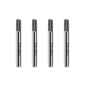 Tungsten Carbide Burr Cylinder Ball Nose Shape SC-1 Double Cut Rotary Burr File (1/4" Cutter Dia X 5/8" Cutter Length) with 1/4'' Shank, 4PCS Bundle by LU&MN