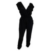 eVogues Plus Size Deep V-Neck Jumpsuit, S-black, 2X