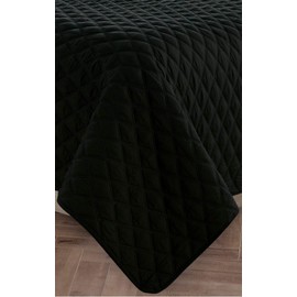 Elegant Comfort Luxury 3-Piece Bedspread Coverlet Diamond Design Quilted Set with Shams - All Season Heavy Weight - Wrinkle & Fade Resistant- King/California King, Black/Gray