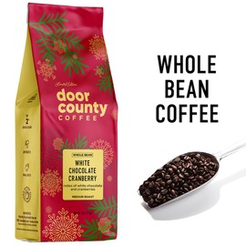 Door County Coffee White Chocolate Cranberry Flavored Coffee Whole Bean - 8oz Bag - Holiday Seasonal - Medium Roast - 100% Specialty Arabica